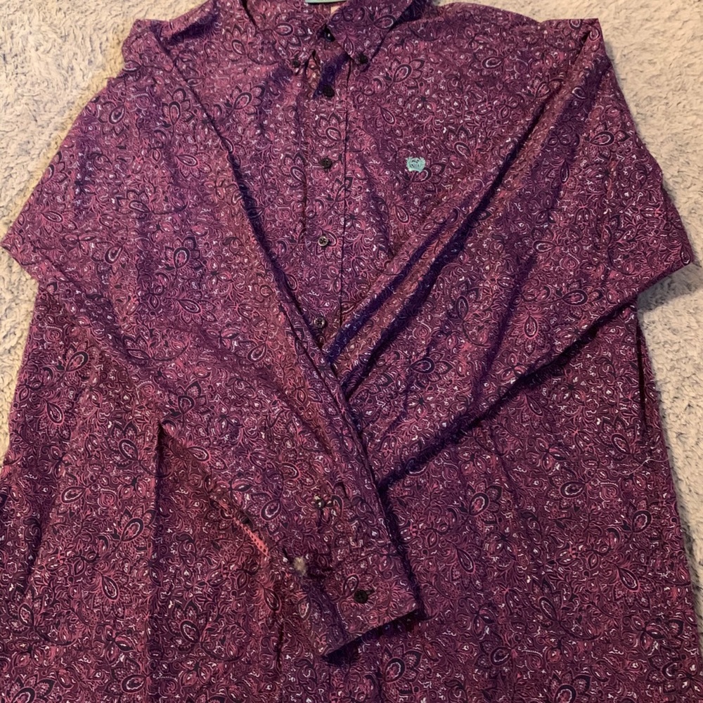 Cinch long sleeve purple shirt L